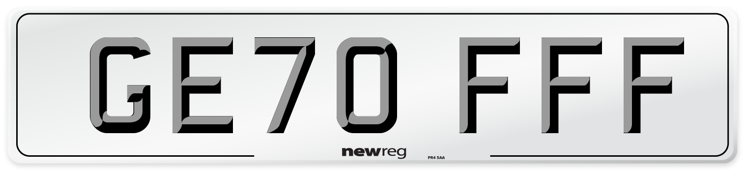 GE70 FFF Number Plate from New Reg